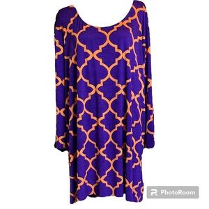 2 B Together purple and orange mosaic pattern dress.  Size 3x